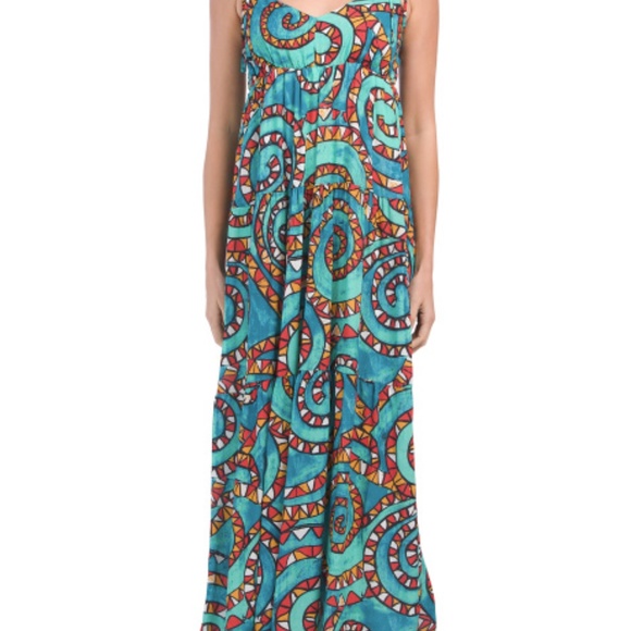 MAGARI Made In Italy Swirl Print Slip Maxi Dress Size M - Picture 12 of 13